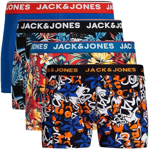 JACK & JONES Boxershorts 4er Pack Herren Trunks Shorts Baumwoll Mix Unterhose x.6a12 (S - 4er, Mehrfarbig #50) von JACK & JONES