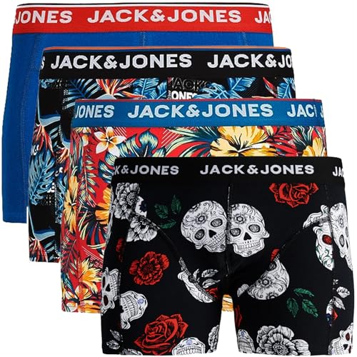 JACK & JONES Boxershorts 4er Pack Herren Trunks Shorts Baumwoll Mix Unterhose x.6a12 (S - 4er, Mehrfarbig #53) von JACK & JONES