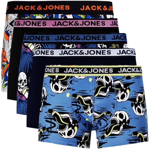 JACK & JONES Boxershorts 5er Pack Herren AK921 Trunks Shorts Baumwoll Mix Unterhose (L, 5er Pack Bunt 02) von JACK & JONES