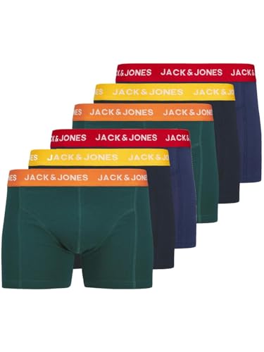 JACK & JONES Boxershorts 6er Pack Herren Trunks Shorts Baumwoll Mix Unterhose, Farbe:Dunkelgrün, Größe:M von JACK & JONES