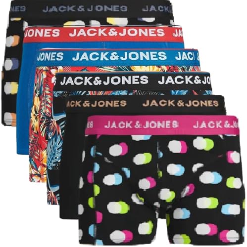 JACK & JONES Boxershorts 6er Pack Herren Trunks Shorts Baumwoll Mix Unterhose d.9a43 (L - 6er, Mehrfarbig Bunt @1) von JACK & JONES