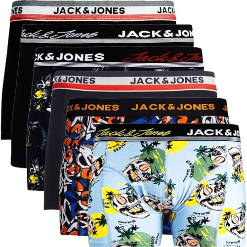 JACK & JONES Boxershorts 6er Pack Herren Trunks Shorts Baumwoll Mix Unterhose d.9a43 (M - 6er, Mehrfarbig Bunt @5) von JACK & JONES