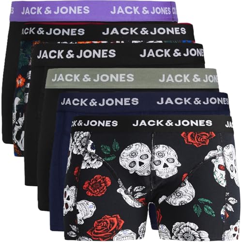 JACK & JONES Boxershorts 6er Pack Herren Trunks Shorts Baumwoll Mix Unterhose d.9a43 (S, Mehrfarbig Bunt @28) von JACK & JONES