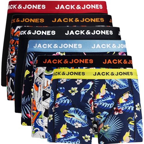 JACK & JONES Boxershorts 6er Pack Herren Trunks Shorts Baumwoll Mix Unterhose d.9a43 (XXL - 6er, Mehrfarbig Bunt @7) von JACK & JONES