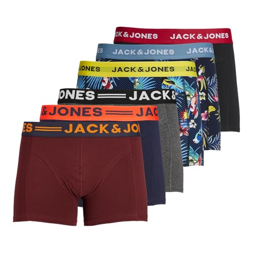 JACK & JONES Boxershorts 6er Pack Herren Trunks Shorts Baumwoll Mix Unterhose Mehrpack, Größe:M, Farbe:Mehrfarbig 4 von JACK & JONES