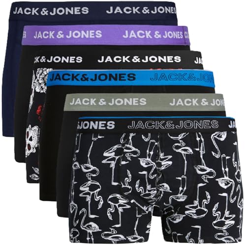 JACK & JONES Boxershorts 6er Pack Herren Trunks Shorts Baumwoll Mix Unterhose d.9a43 (M, Mehrfarbig Bunt @25) von JACK & JONES