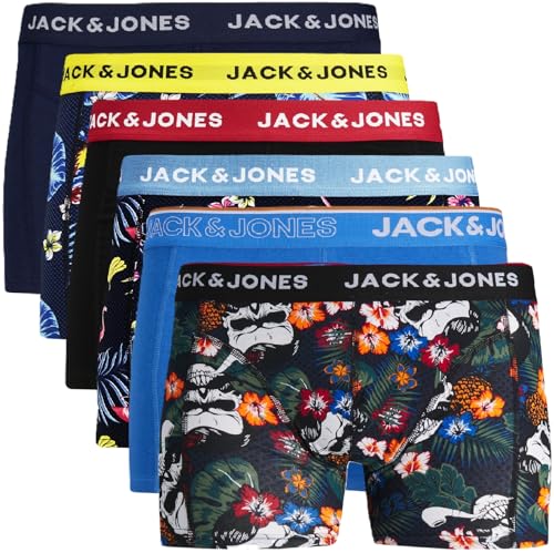 JACK & JONES Boxershorts 6er Pack Herren Trunks Shorts Baumwoll Mix Unterhose d.9a43 (XXL - 6er, Mehrfarbig Bunt @18) von JACK & JONES