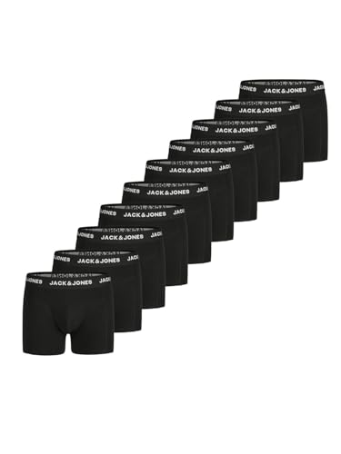 JACK & JONES Boxershorts Herren 10 Pack Baumwolle Basic Trunks JACANTON Unterhosen Unterwäsche Retroshorts Set Boxer Shorts Stretch, Größe:XL, Farbe:10x Black/Black (12284977) von JACK & JONES