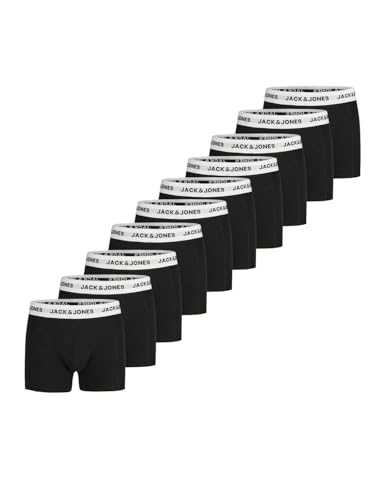 JACK & JONES Boxershorts Herren 10 Pack Baumwolle Basic Trunks JACANTON Unterhosen Unterwäsche Retroshorts Set Boxer Shorts Stretch, Größe:XXL, Farbe:10x Black/White (12284977) von JACK & JONES