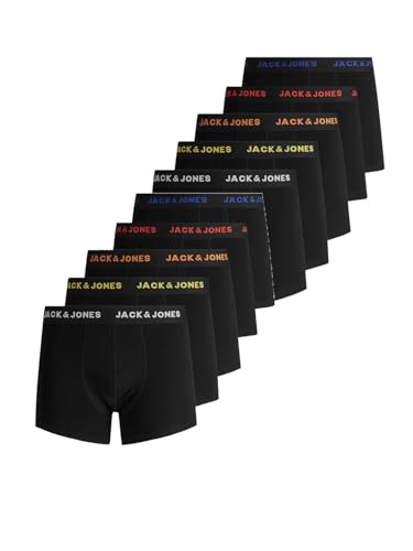 JACK & JONES Boxershorts Herren 10 Pack Baumwolle Basic Trunks JACANTON Unterhosen Unterwäsche Retroshorts Set Boxer Shorts Stretch Schwarz Weiß S M L XL XXL 3XL, Farbe:Schwarz, Größe:L von JACK & JONES