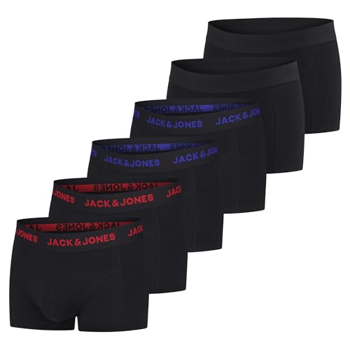 JACK & JONES Boxershorts Herren 6er Pack Basic Trunks Boxer Stretch Unterhosen Unterwäsche Retroshorts Set Baumwolle Schwarz Rot Grün Blau Grau 3XL, Größe:3XL, Farbe:Pack 4 von JACK & JONES