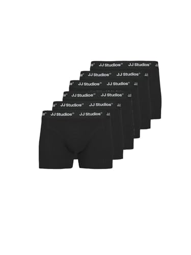 JACK & JONES Boxershorts Herren 6er Pack Basic Trunks Boxer Stretch Unterhosen Unterwäsche RetroshortsSet Baumwolle, Farbe:Schwarz, Größe:L von JACK & JONES