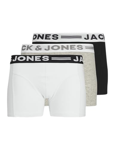 JACK & JONES Junior Jungen Sense Trunks 3-Pack Noos Jr Shorts, Grau, 152 EU von JACK & JONES