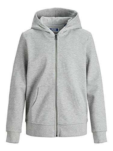 JACK & JONES Herren Pull Cardigan Jjebasic Sweat Zip Hood Noos Jr, Light Grey Melange/, 128/ von JACK & JONES