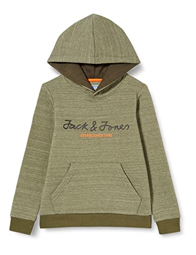 JACK & JONES Boy's JCOBERG Sweat Hood SN JNR Kapuzenpullover, Four Leaf Clover/Detail:Melange, 140 von JACK & JONES