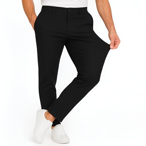 JACK & JONES Chino Hose Herren Slim Fit - Chinohose Männer aus Recyceltem Polyester - Klassische Performance Pants Herren Hose mit Stretch, Mid Rise, Umschlag-Saum von JACK & JONES