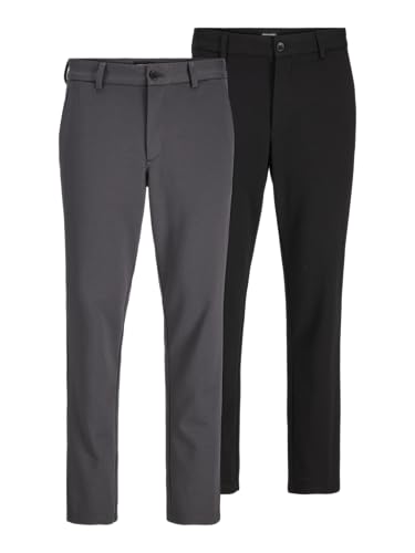 JACK & JONES Chino Hose Herren Regular Fit – Chinohose Männer im 2er Pack aus Recyceltem Polyester – Klassische Performance Pants Herren Hose mit Stretch, Mid Rise, Umschlag-Saum von JACK & JONES