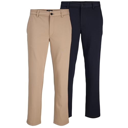 JACK & JONES Chino Hose Herren Regular Fit – Chinohose Männer im 2er Pack aus Recyceltem Polyester – Klassische Performance Pants Herren Hose mit Stretch, Mid Rise, Umschlag-Saum JACK & JONES Chino Hose Herren Regular Fit – Chinohose Männer im 2er Pack aus Recyceltem Polyester – Klassische Performance Pants Herren Hose mit Stretch, Mid Rise, Umschlag-Saum von JACK & JONES