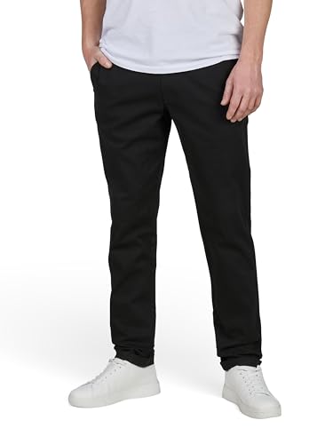 JACK & JONES Chino Hose Herren lang Stretch Slim Fit James JJMITCH Stoffhose Einfarbig Schwarz Beige Blau 30 31 32 33 34 36 38, Länge:32L, Farbe:Black (12280929), Weite:32W von JACK & JONES