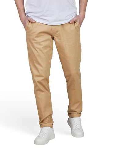 JACK & JONES Chino Hose Herren lang Stretch Slim Fit James JJMITCH Stoffhose Einfarbig Schwarz Beige Blau 30 31 32 33 34 36 38, Länge:34L, Farbe:Crockery (12280929), Weite:30W von JACK & JONES