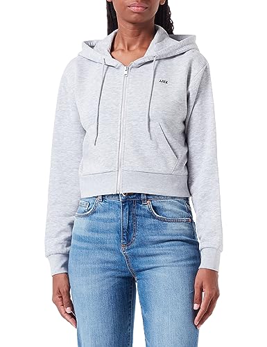 JACK&JONES Damen JXABBIE REG LS Every Zip Hood SWT NOOS Kapuzenpullover, Light Grey Melange/Print:Black JJXX Logo, L von JACK & JONES