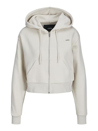 JACK&JONES Damen JXABBIE REG LS Every Zip Hood SWT NOOS Sweatshirt-Jacke, Moonbeam/Print:Black JJXX Logo, 36 von JACK & JONES