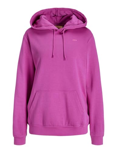 JJXX Damen JXABBIE RLX LS Every Hood SWT NOOS Kapuzenpullover, Fuchsia Red/Print:Carmine Rose Logo, L von JJXX