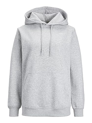 JACK&JONES Damen JXABBIE RLX LS Every Hood SWT NOOS Kapuzenpullover, Light Grey Melange/Print:White JJXX Logo, S von JACK & JONES