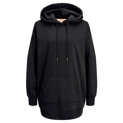 JACK&JONES Damen JXALLY VOL LS Hood SWT Kapuzenpullover, Black, S von JACK & JONES