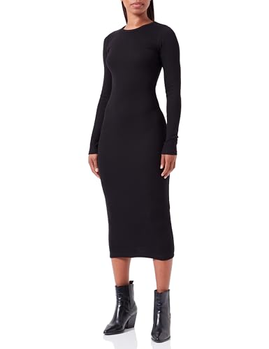 JACK&JONES Damen JXFOREST STR LS Rib Dress JRS SN langes Kleid, Black, M von JACK & JONES