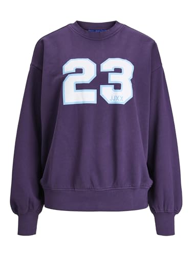 JACK&JONES Damen JXJADA Soft Loose LS Sweat SWT NOOS Sweatshirt, Purple Velvet/Print:23, XS von JACK & JONES