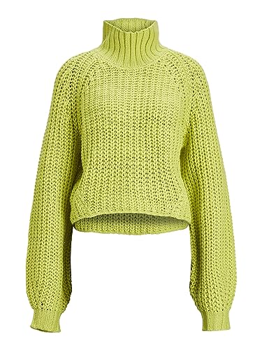 JACK&JONES Damen JXKELVY Chunky HIGH Neck Knit NOOS Strickpullover, Limeade, L von JACK & JONES