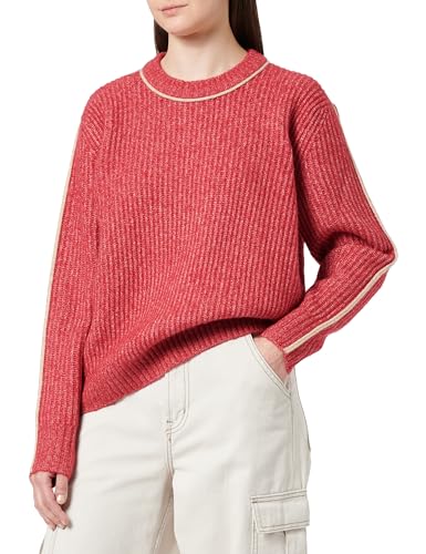 JJXX Jack&Jones Damen JXLEONORA Diverse Ribbed Crew Neck Knit Strickpullover, Cerise/Detail:/Peyote Piping, S von JJXX