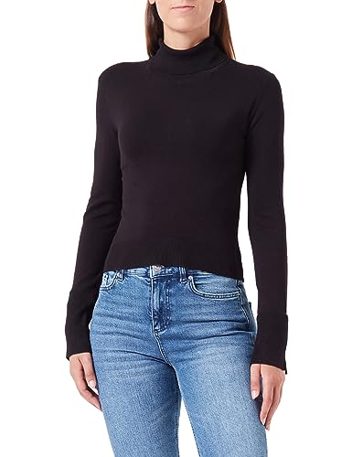 JACK&JONES Damen JXMIA Soft Cropped ROLL Neck Knit SN Pullover, Black, L von JACK & JONES