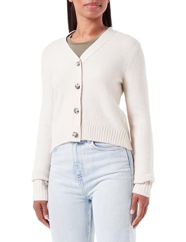 JACK&JONES Damen JXREGINA Diverse Cardigan Knit SN Strickjacke, Moonbeam/Detail:/Limeade Neck Piping, L von JACK & JONES