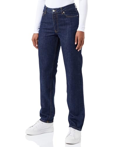 JACK&JONES Damen JXSEOUL Straight MW Jeans CR3016 SVG DNM Jeanshose, Dark Blue Denim, 25W / 32L von JACK & JONES