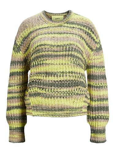 Jack & Jones Damen Jxsimone Space Dye Crew Neck Knit Noos Strickpullover, Limeade/Stripes:/3 Multi Space Dye, L von JJXX