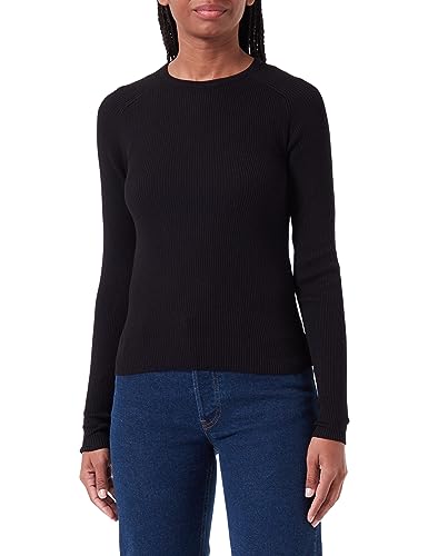 JACK&JONES Damen JXTAYA Ribbed Crew Neck Knit NOOS Strickpullover, Black, L von JACK & JONES