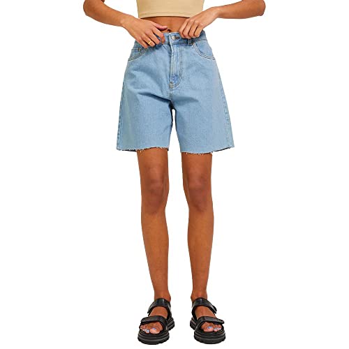JACK & JONES Damen Jjxx Jxhazel Hw Long Rh Akm Denim Ln Shorts, Light Blue Denim/Detail:akm3, L EU von JACK & JONES
