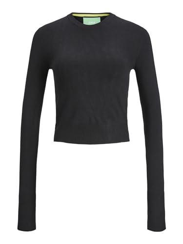 JACK & JONES Damen Jjxx Jxvalentina Soft Cropped Cn Knit Pullover, Schwarz, XS EU von JACK & JONES