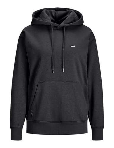 JACK & JONES Damen Jxabbie Rlx Ls Every Hood Swt Noos Kapuzenpullover, Black/Print:white Jjxx Logo, L von JJXX