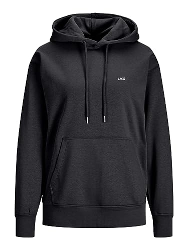 JACK & JONES Damen Jxabbie Rlx Ls Every Hood Swt Noos Kapuzenpullover, Black/Print:white Jjxx Logo, M von JACK & JONES