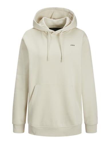 JACK & JONES Damen Jxabbie Rlx Ls Every Hood Swt Noos Kapuzenpullover, Moonbeam/Print:black Jjxx Logo, XL von JJXX