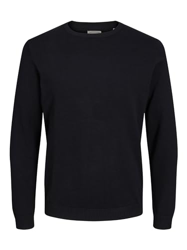 JACK & JONES Dünner Langarm Strickpullover Rundhals Basic Sweater Shirt Jumper JJEBASIC, Farben:Schwarz, Größe Pullover:XXL von JACK & JONES