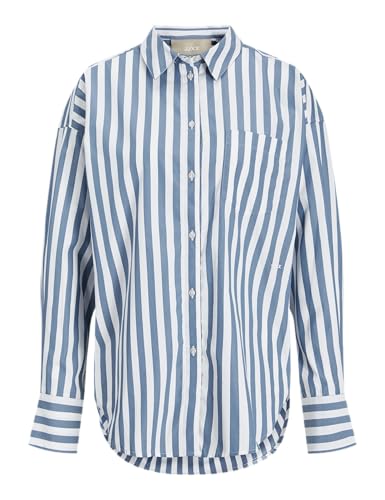 JJXX Damen JXJAMIE LS Relaxed POPLIN Shirt WVN NOOS Hemd, Coronet Blue/Stripes:Block, Small von JJXX