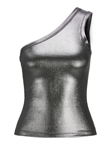 JJXX Damen Jxfunda STR One Shoulder Shine JRS Top, Silver, XS von JJXX