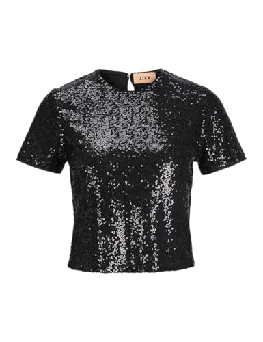 JJXX Damen Jxmia Ss Sequin Top WVN T-Shirt, Black, X-Small von JJXX