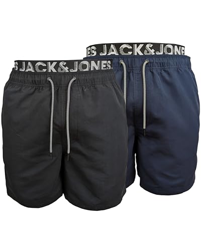 JACK & JONES Herren 2er Pack Badehose (DE/NL/SE/PL, Alphanumerisch, XL, Regular, Regular, Black/Dark Navy) von JACK & JONES
