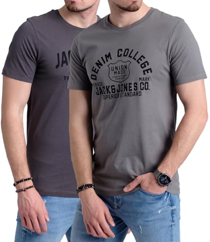 JACK & JONES Herren 2er-Set T-Shirts aus Baumwolle, Multi-Pack (Asph.B Authentic/SED.Union) XXL-9 von JACK & JONES