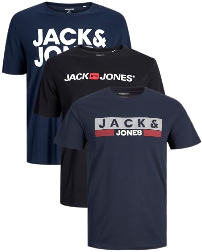 JACK & JONES Herren 3er-Set T-Shirts aus Baumwolle (Big Size Mix 3, 3XL) von JACK & JONES